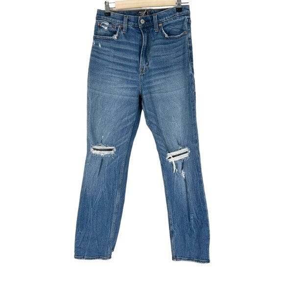 Abercrombie & Fitch Ultra High Rise Straight Distressed Jeans - Picture 1 of 5